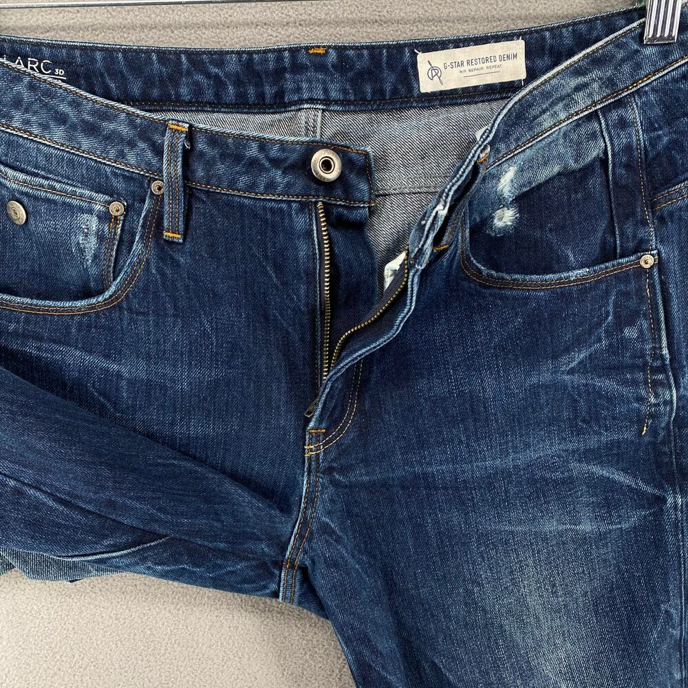 G Star Arc 3D Low Boyfriend Restored Denim Jean Womens 28 Raw Hems Distressed - Picture 4 of 16